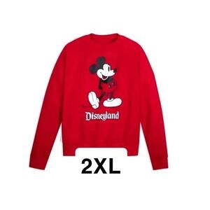 Disneyland Red Mickey Mouse Pullover Crew Neck Sweatshirt Unisex Adults Size 2XL